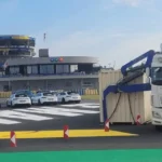 Side loader delivery to Le Mans circuit